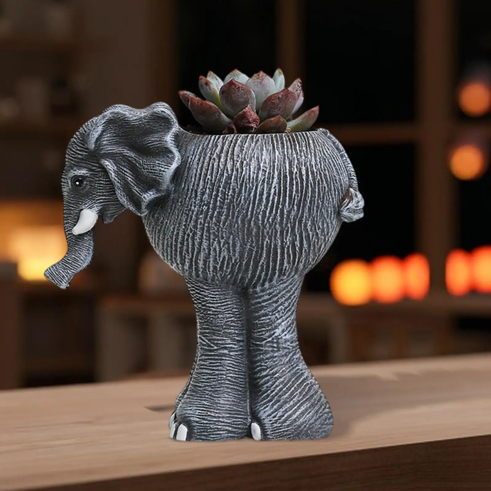 

Gray Elephant Plant Pot Figurine Container Unique Cute Display Ornament Sculpture for Office Patio Desk Decorating Farmhouse