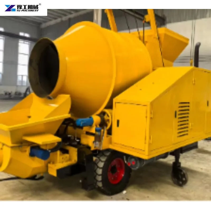 Trailer-mounted Concrete Mixer with Conveying Pump  Integrated Engineering Concrete Pumping Machine