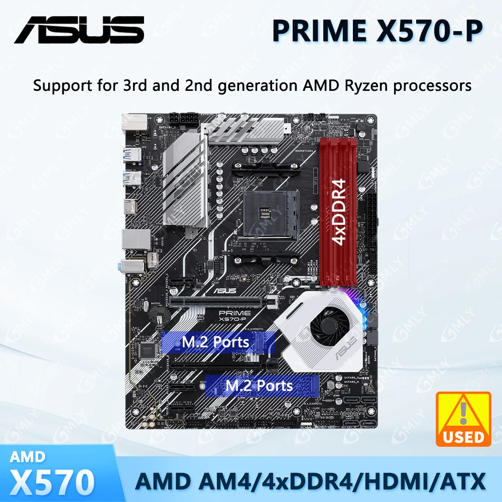 

ASUS PRIME X570-P AMD X570 ATX placa base M.2 CPU Ryzen 5 5500 5600 Ryzen 7 5700x 5700x3d DDR4 Разъем AM4 HDMI Gaming Office