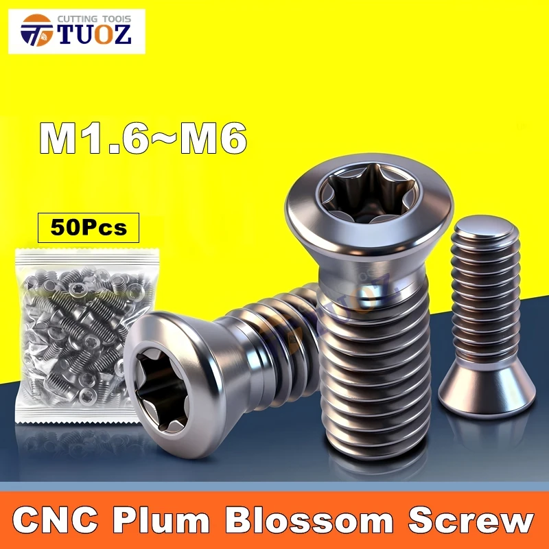 

50PCS M1.6 M1.8 M2 M2.2 M2.5 M3 M3.5 M4 M5 M6 12.9 Insert Torx Screw Replaces Carbide Inserts CNC Accessories Lathe Tool