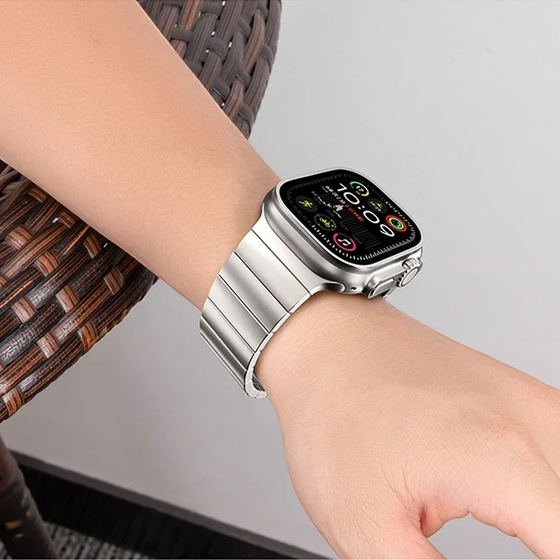 Магнитный металлический ремешок для Apple Watch Ultra 2 49 мм 10 46 мм Быстросъемный браслет iWatch 9 8 7 6 5 4 3 45 мм 44 мм 42 мм Correa