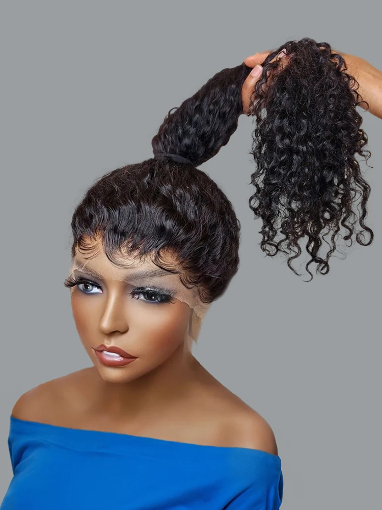 100% شعر بشري مجعد الباروكات 360 HD شعر مستعار دانتيل شعر الإنسان قبل قطعها 30 40 بوصة فضفاض موجة عميقة الباروكات الأمامية للبيع ذيل حصان عالي #1