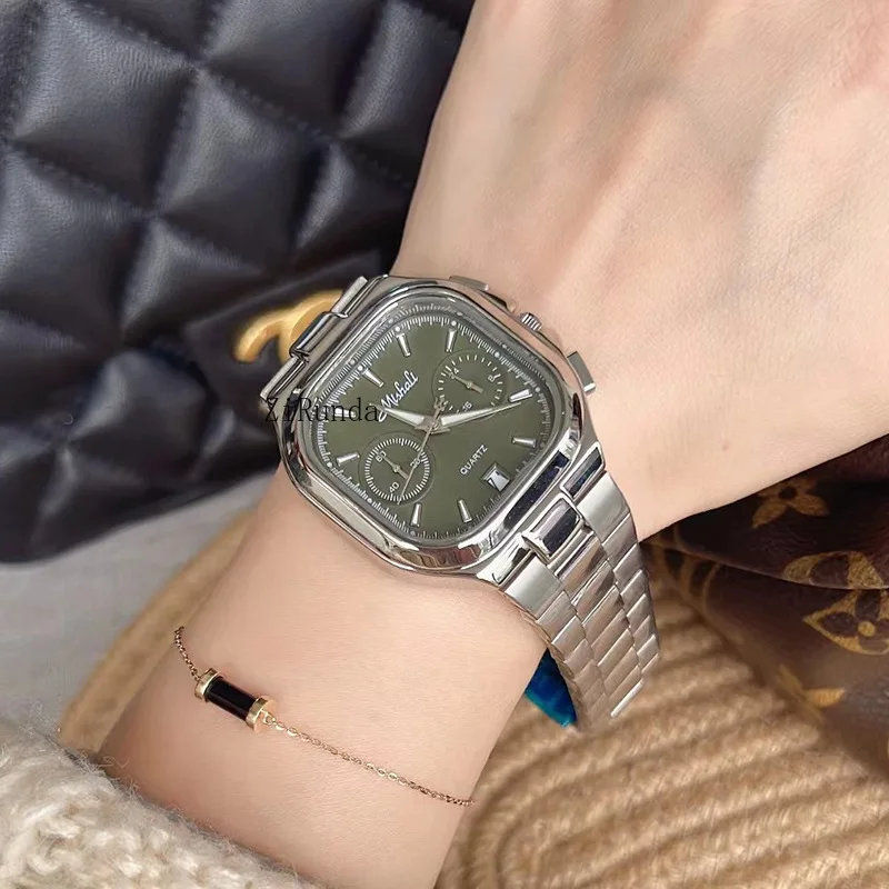 

Square light luxury steel belt personalized niche luminous women's watch