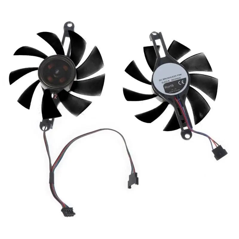 652F 1Pair 80mm/3.15in Original VGA Fan Graphics Card Cooling Fan for Radeon RX 580 RX5500 XT 4 Pin 4 Wires Fan Radiators