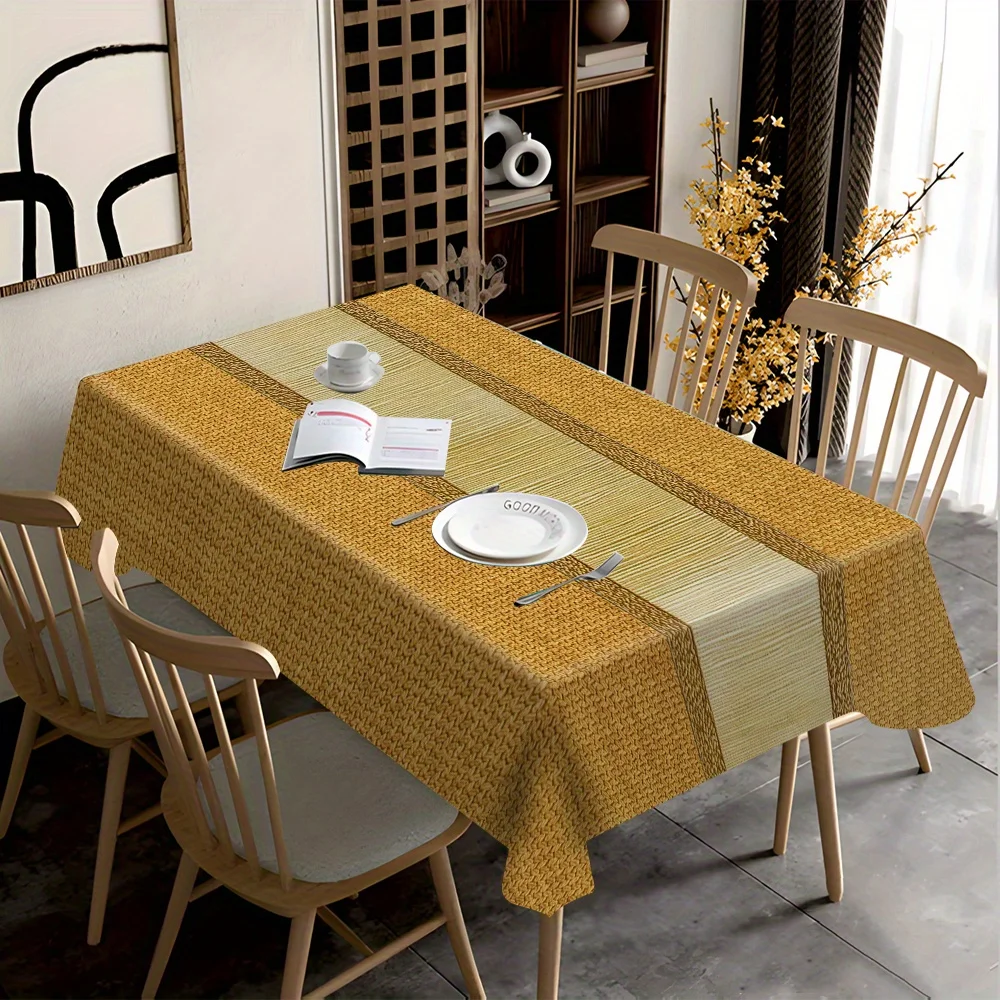 Simple and retro patterned long rectangular tablecloth for dining table