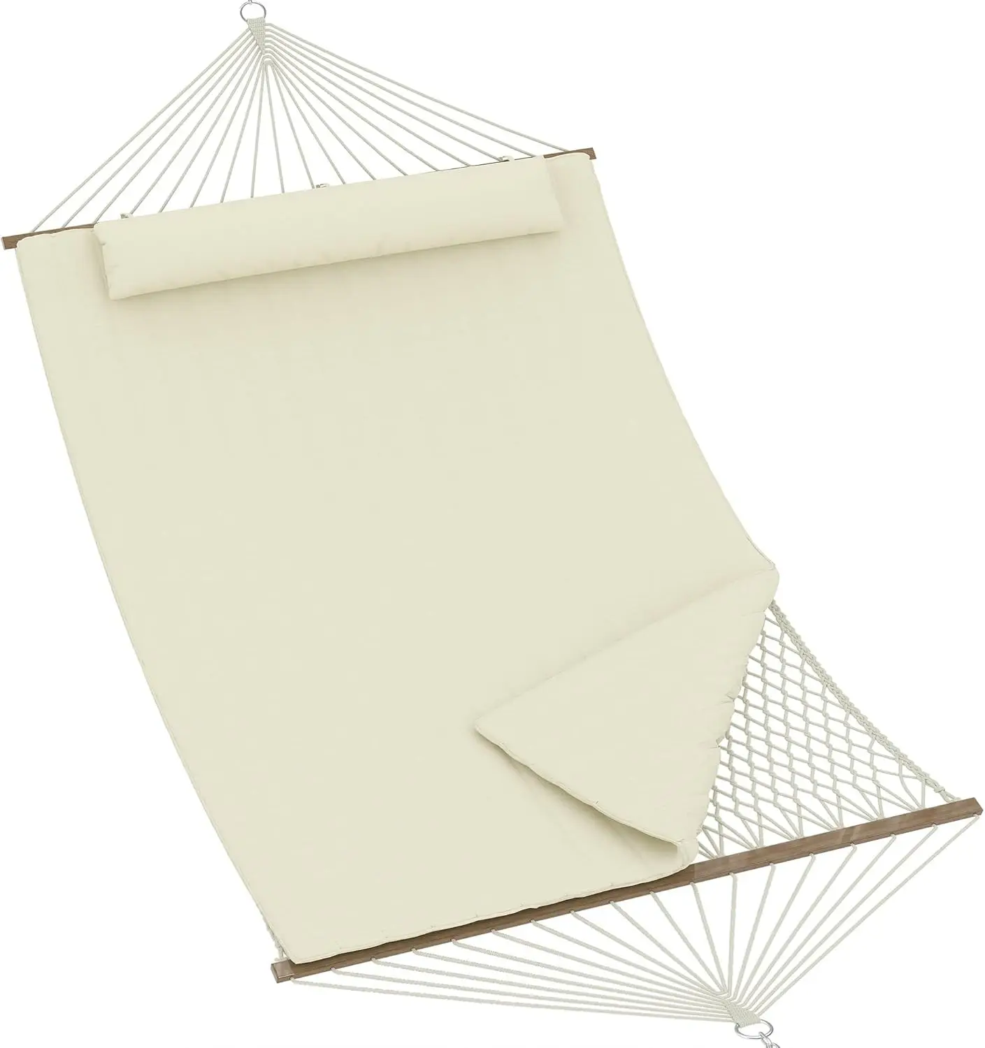 Garvee 2-Personen-Outdoor-Hängematte mit Gestell: Komfortable Auflage, Verstellbarer Grundrahmen, 2-in-1 Hängeschaukelbett für Terrasse, Garten & Strand, Robuste Tragbare Outdoor-Freizeitmöbel, Beige