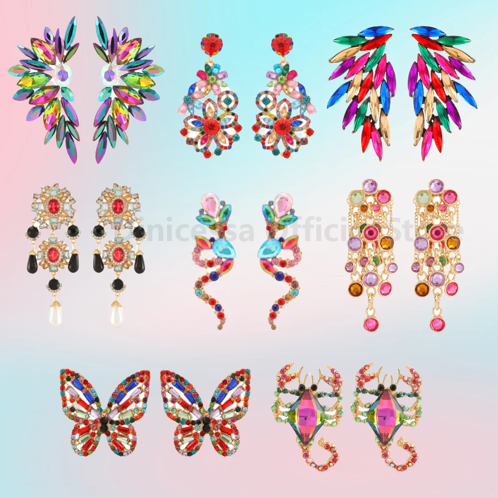 Women's Fashionable Luxurious Colorful Multi-Style Sparkling Earrings One-Piece/Pendant Versatile Jewelry Accessory