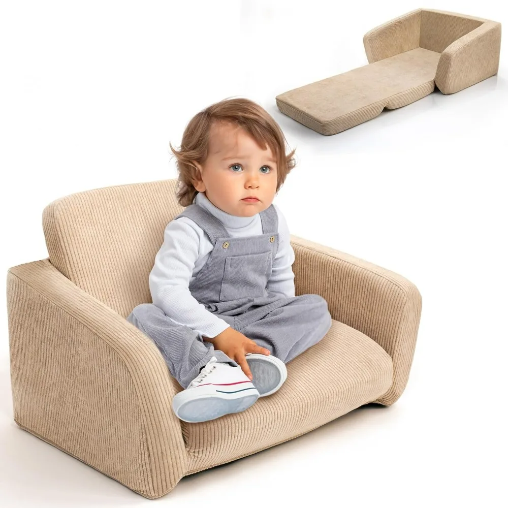 A Super Soft Comfy Kids Chair for Toddler - Convertible 2 in 1 Lounger Easily Unfolds Into Couch To Sleep Sofas  Children Sofa