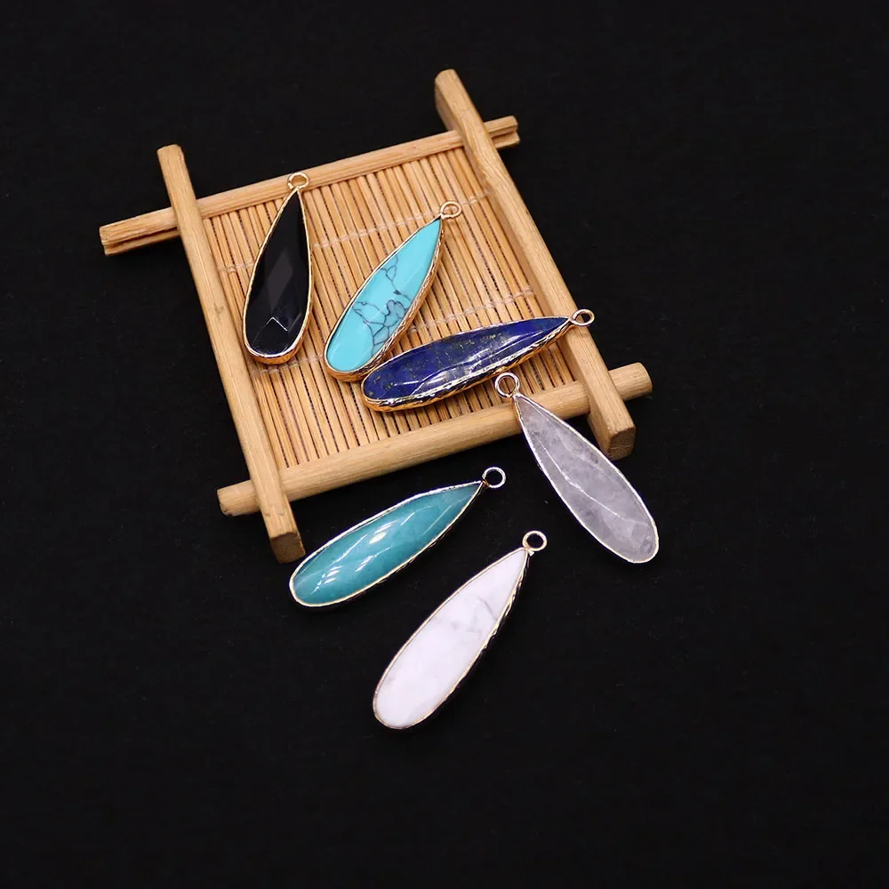 11x41mm Natural Turquoise Amazonite Lapis lazuli Droplet Shaped Pendant Jewelry Making DIY Necklace Earrings Accessories Gifts