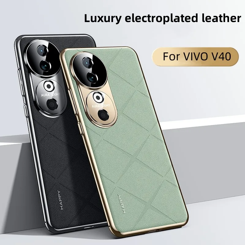 

ДЛЯ VIVO V40 чехол Роскошный кожаный чехол с гальваническим покрытием для VIVO V 40 VIVOV40 S19 Защита камеры противоударный бампер Funda