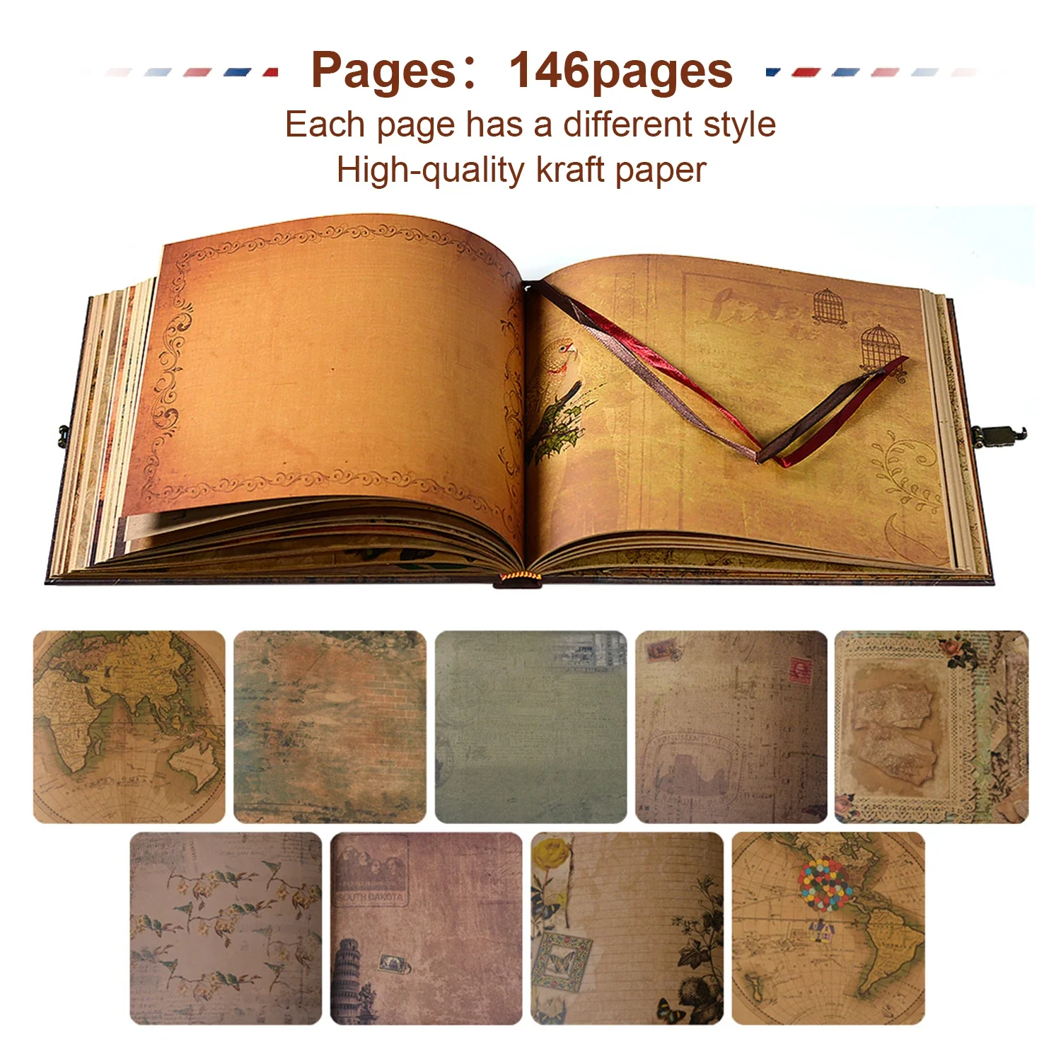 146 Page Scrapbook Our Adventure Book Retro Kraft Album  DIY Handmade Photo Album Anniversary Wedding Memory Valentines Day Gift