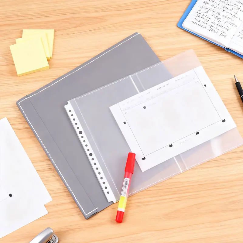 50pcs A4 B5 A5 Clear Storage Bag Loose Leaf Notebook Inner Core Cover 2 Pockets Horizontal Document Protectors Filing Stationery