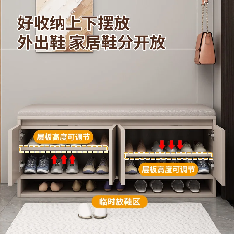 

Change Shoe Stool At The Entrance To The Door, Household Can Sit Shoe Cabinet, Integrated Shoe Rack, Light Luxury And