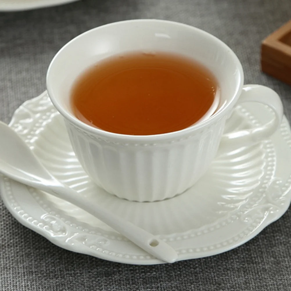 

1Set Bone China Coffee Cup Saucer Set European Style Ceramic Mug Tableware Tray Tea Set for Home Office