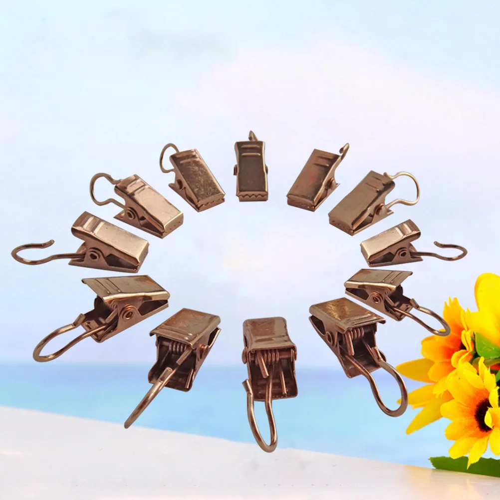 60 stks Gordijn Clips Ijzeren Gordijn Ringen Anti-Slip Voor Kleine Zakken Tabs Gouden Clip Ring Draperie Haak Gordijn lus Met Clip