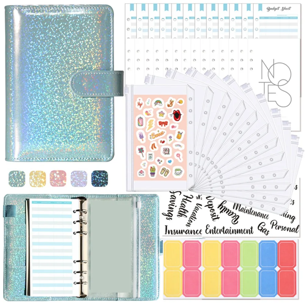 A41Z-A6 Budget Planner Binder With Zipper Envelopes Cash Envelopes For Budgeting, Money Organizer For A6 Cash Budget Binde