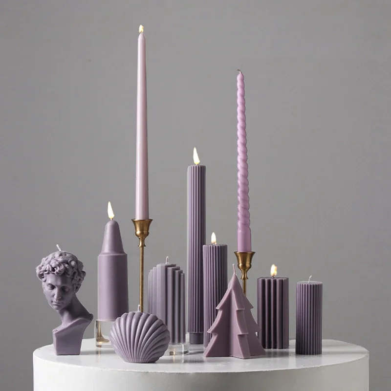Pillar Candles Home Decoration Scented Candles Flameless Birthday Candle Purple Fragrance-scented Candle Non-smoking  شمعة معطرة
