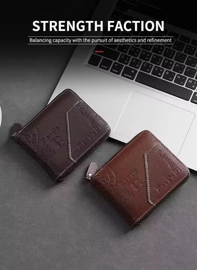 Trendy Spleißen Mode PU Retro Wachs Öl Leder Kurzen Stil männer Brieftasche Münze Kurzen Stil männer Karte Clip brieftasche – Detail 1