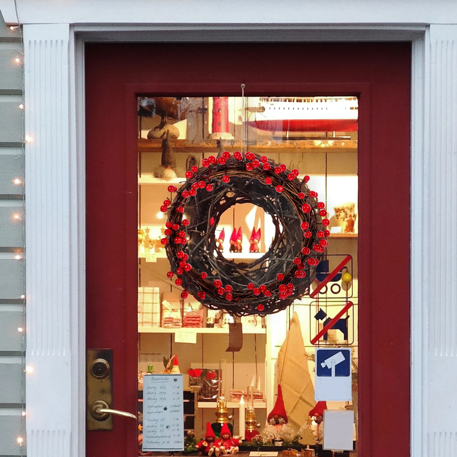 

Artificial Berry Wreath 30CM Red Fruit Vine Circle Christmas Decor Door Wall Window Gardenchristmas wreath decor hanging
