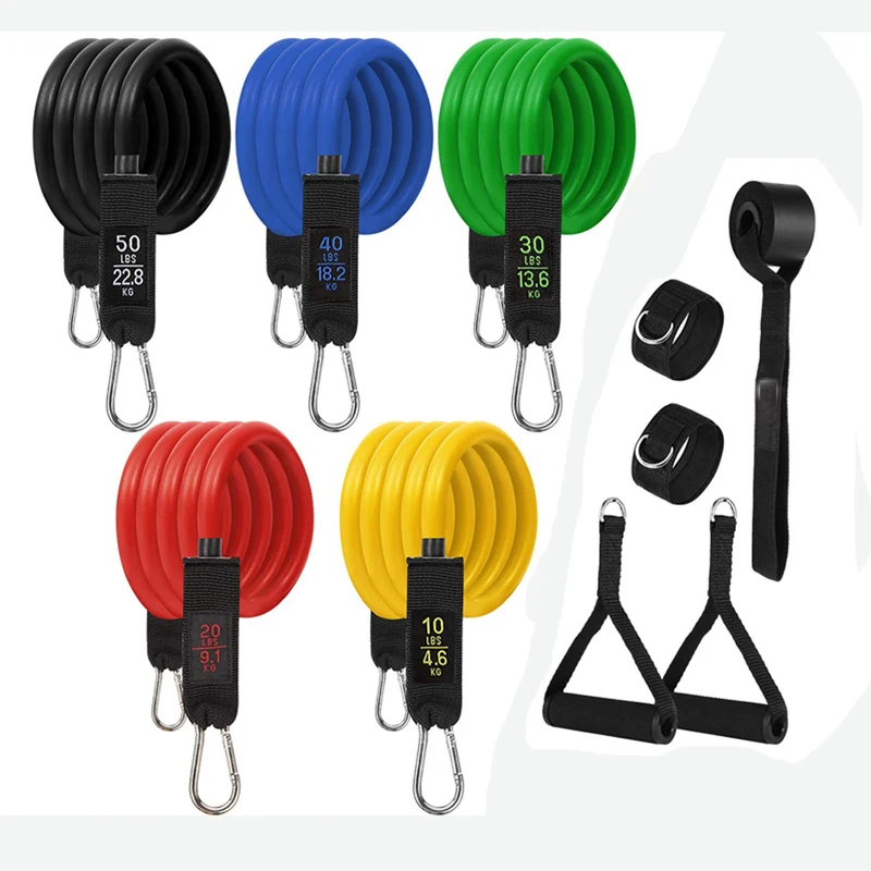 

2021 High Quality Latex Resistance Belt Tube Set 11Pcs with Foam Handle Workout Fitness Exercise Equipment