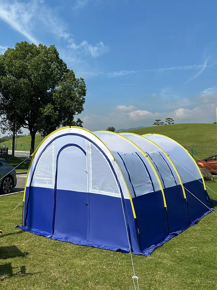 

Easy Build Popular Outdoor Family Camping Tunnel Tent 4-6 People All Weather Tent Large Space Ultralight Two-room Tunnel Tent