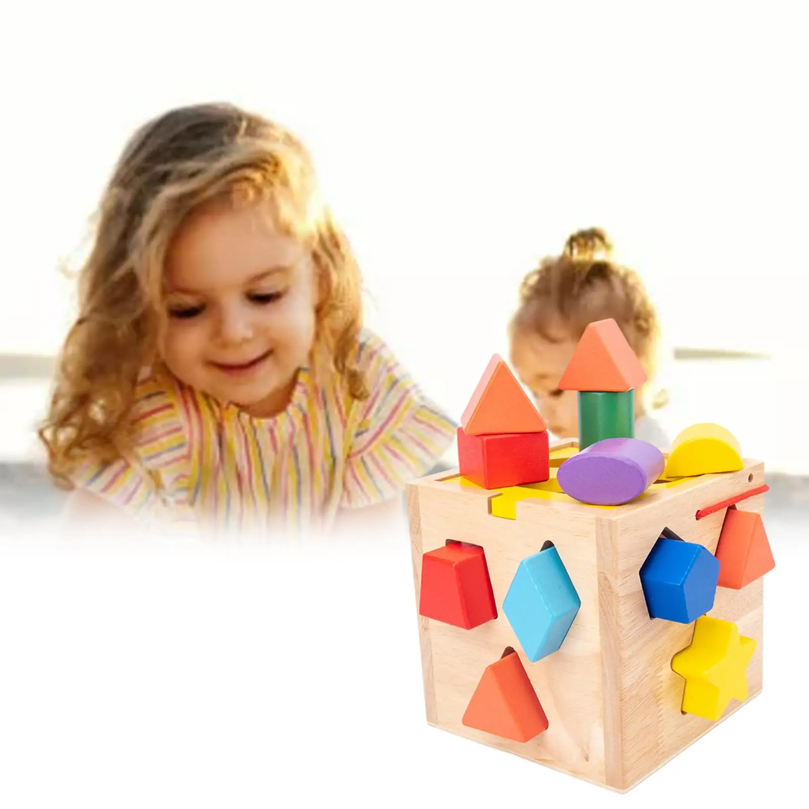 

Shape Sorter Toy Pre-Kindergarten Sorting Cubes Building Blocks for Toddler