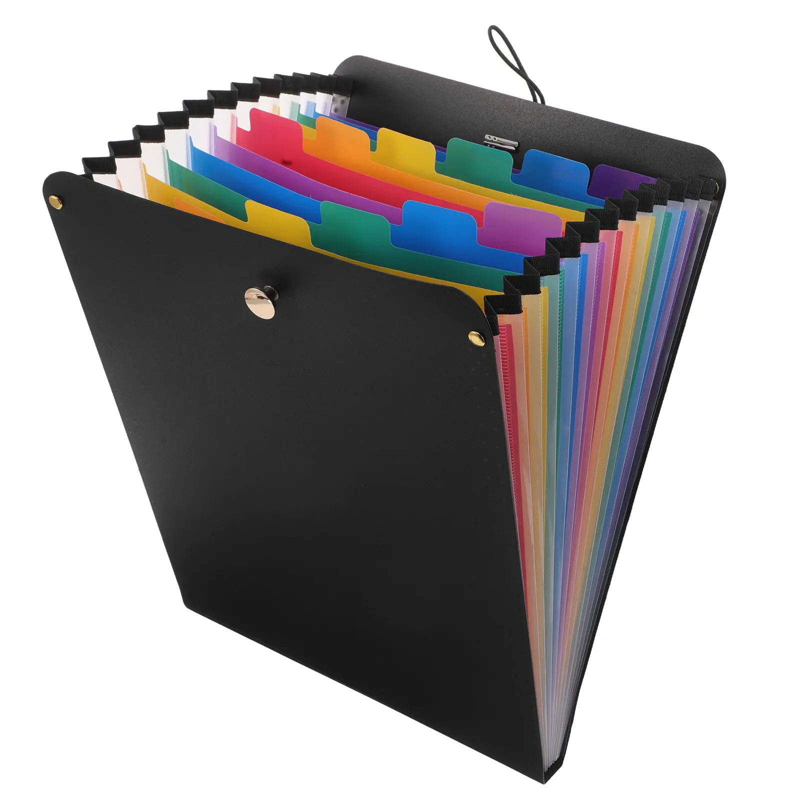 Accordion File Organizer Vertical Multi-Layer Black Plastic Folder School Office Use 13 Pockets A4 Document Holder Test Paper