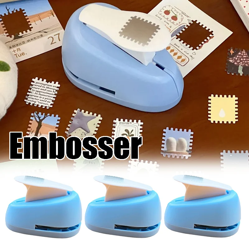 

DIY Stamp Edge Punch Set Stamp Shaped Craft Hole Punch with Embossing Tool, Round & Perforated Punch for Paper Crafts