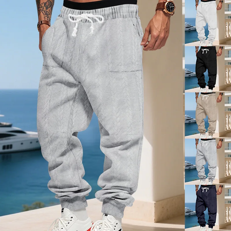 

Мужские американские сверхпрочные жаккардовые спортивные штаны для бега свободного покроя, спортивные повседневные зауженные брюки на осень-зиму