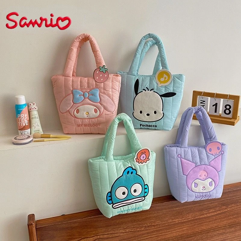 Sanrio Tote Bag Cute Hangyodon My Melody Cartoon Pochacco My Melody Large Capacity Portable Storage Bag Valentine’s Day Gift