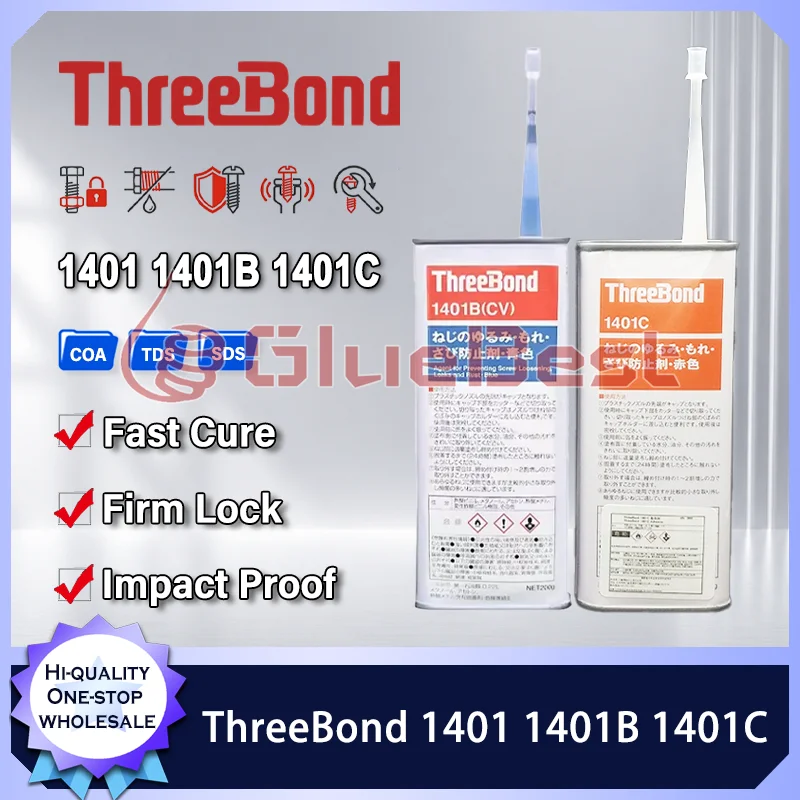 ThreeBond 1401 1401B 1401C Threadlocker Screw Lock Anti Loosening Leakproof Sealing Anaerobic Red Green Clear 200g 1kg Fast Dry