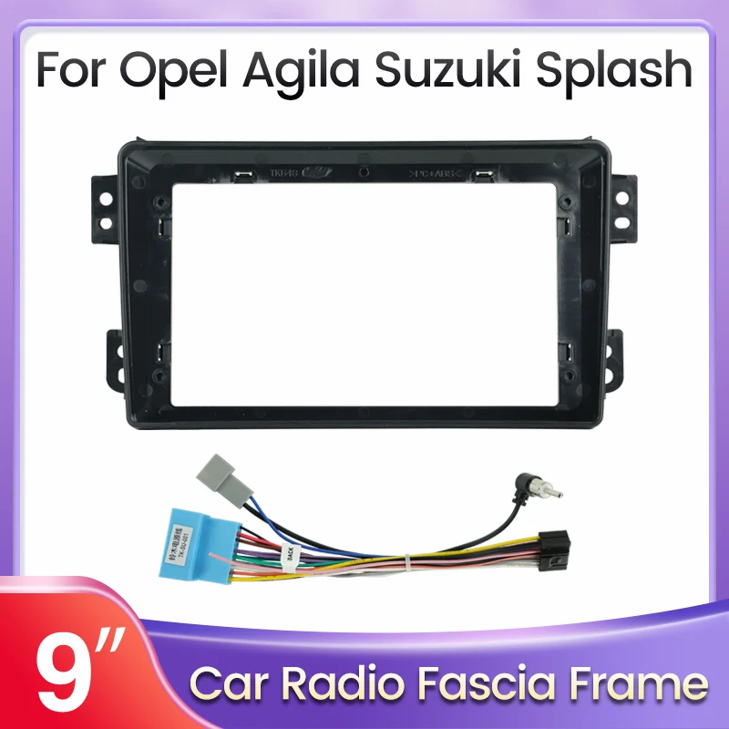 9'' Car Frame Fascia Adapter for Opel Agila Suzuki Splash Ritz Dash Radio Fitting Panel Kit Multimedia Mounting Audio Face Plate