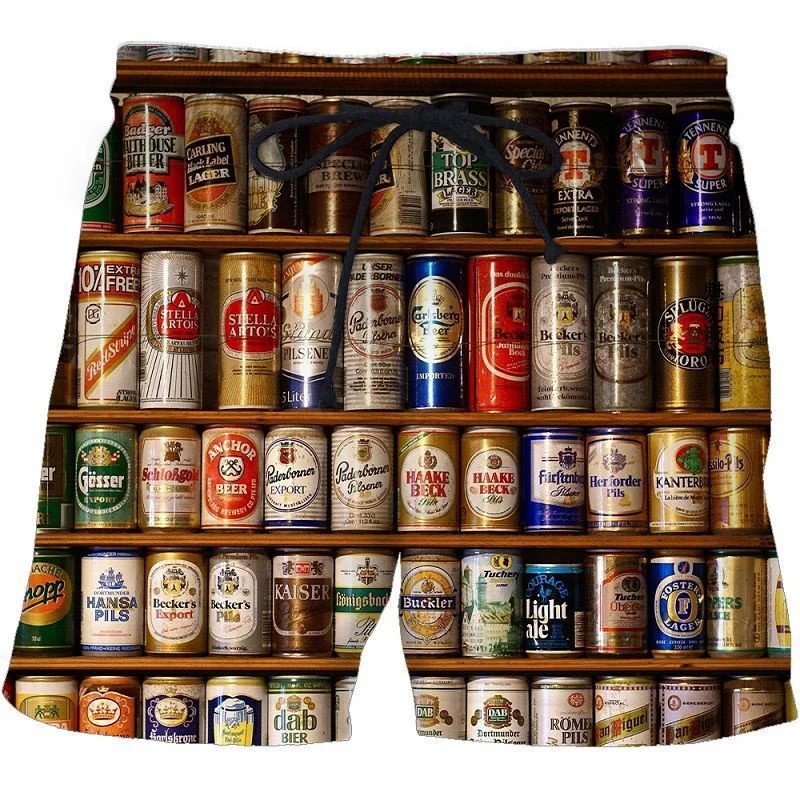 Nieuwe Bier Grafische Korte Broek Mannen Zomer Strand Korte Broek Hawaii Strand Zwembroek Trend Zwembroek Vrouwen Kid Cool Ijs Shorts