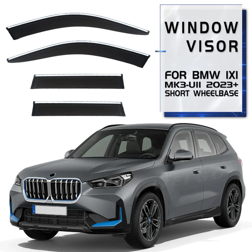 

Chrome Strips Rain Guards for BMW Ix1 U11 U12 2023-2025 SWB LWB Window Visor Wind Deflectors Door Visor Vent Shades Ventvisor