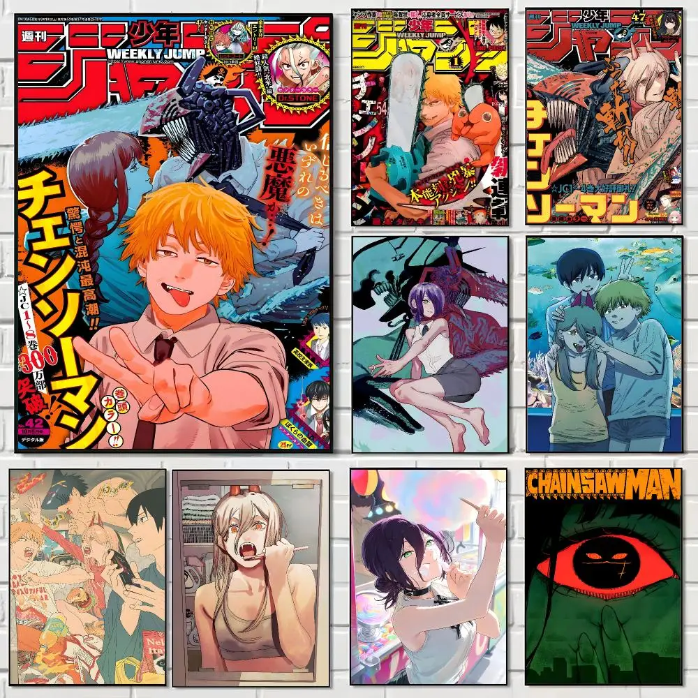 Fantasy Anime C-Chainsaw Man Poster Pegatina artistica HD autoadhesiva impermeable para salon dormitorio