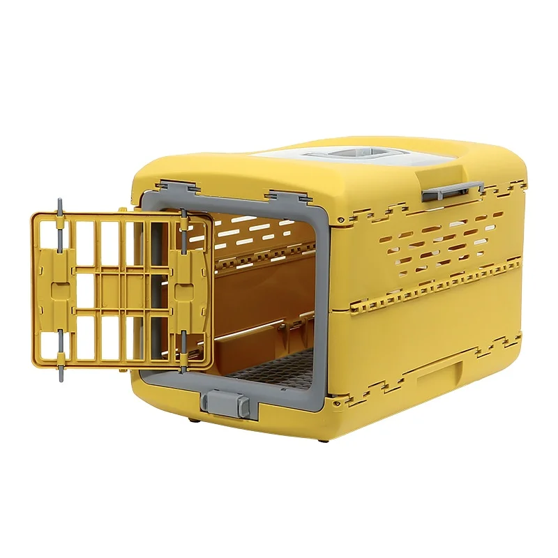 

IATA Approved Plastic Dog Transport Box Collapsible Pet Cage with Bag Carrier Travel Puppy Crates Kennel for Airline Shipping