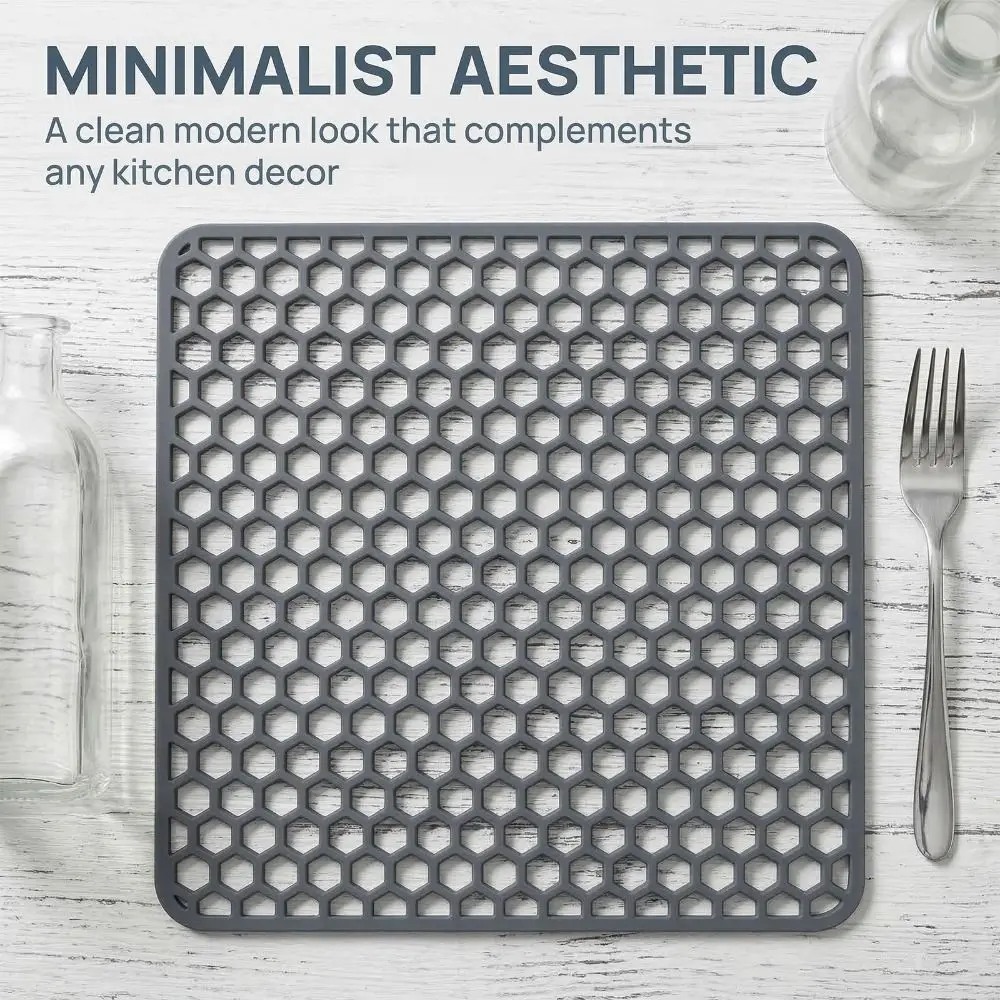 

Kitchen Accessory Mesh Sink Mat Anti-Slip Silicone Sink Protector 12x 12inch Fast Draining Dish Drying Pad Kitchen