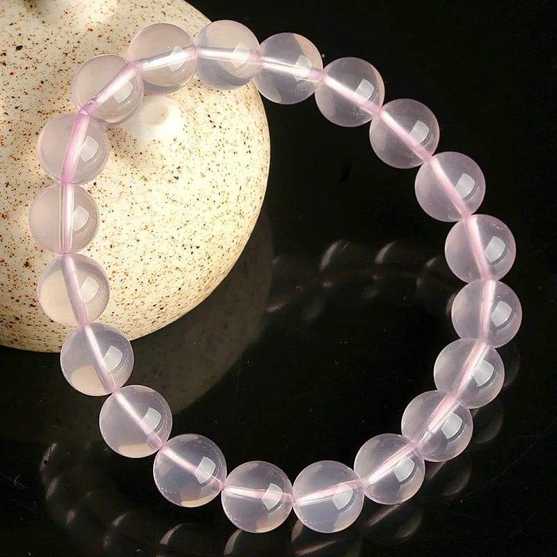 gemstone braceletPink Rose Quartz Crystal Bracelet Natural Stone Streche Bracelets Elastic Cord Pulseras Fine Jewelry For Lovers