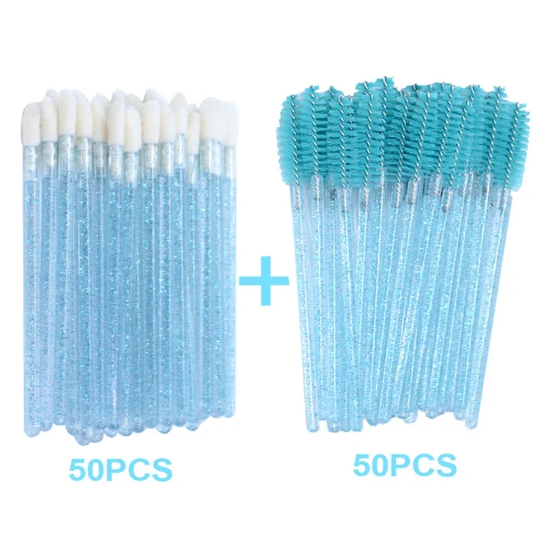 Disposable Lip Brush Crystal Eyelash Extension Mascara Applicator Lipstick Wands Set Women Eyelashes MakeUp Brushes Tools