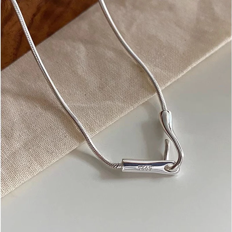 New 925 Sterling Silver Necklace 18inch Simple Hook Choker Snake Bones Accessories Men's & Women's Fine Jewelry Party Gift