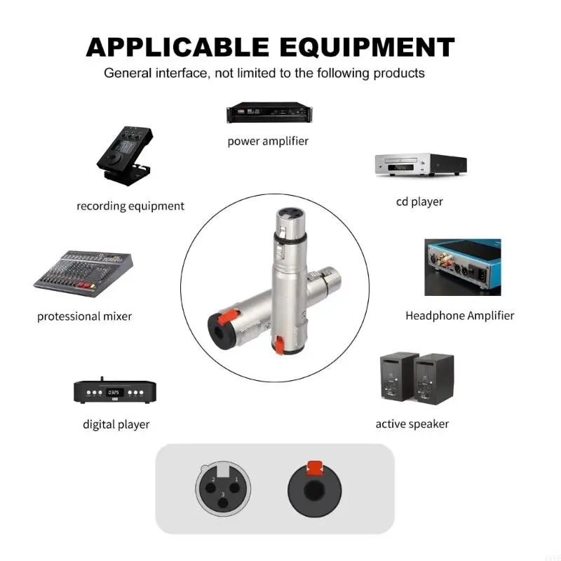 Professional 6.35mm 1/4inch TRS Female To 3Pin XLR Female Adapters For Clear Balanced Sound