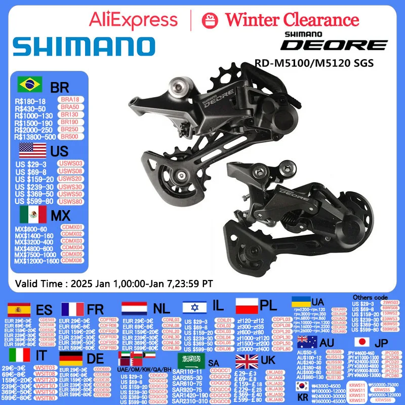 Shimano Deore M5100 M5120 SGS Rear Derailleur 11V Shadow Long Cage 11 Speed Mountain Bike Bicycle Derailleur Original Bike Parts