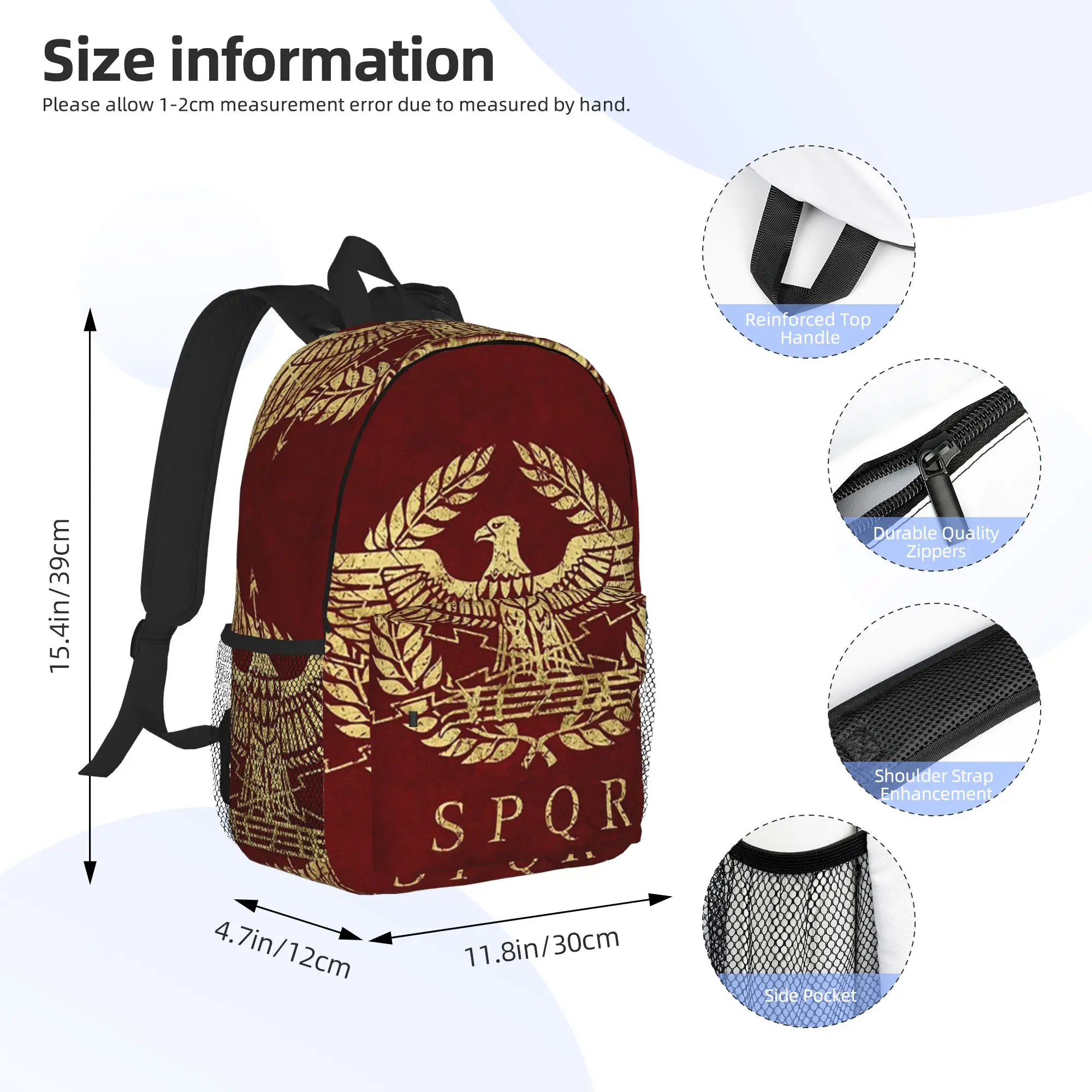 Rome SPQR Roman Backpack Hot Sale Daypack Large Capacity Boys Girls BookBag Shoulder Bags for Men Women School Bag