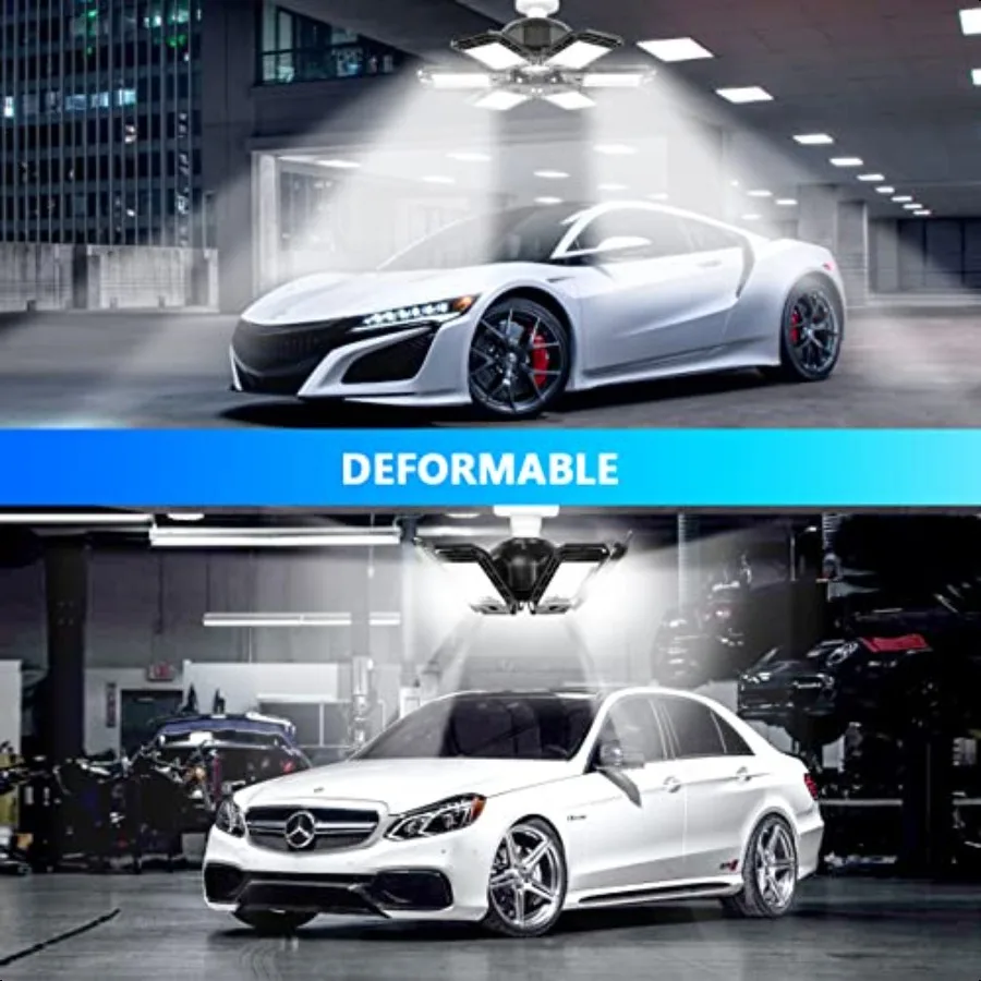 2-pack LED-garageverlichting 180W vervormbaar 18000LM dicht bij plafondverlichtingsarmaturen E26 E27 Screwin Six Leaf Glow Lighting Ultra B