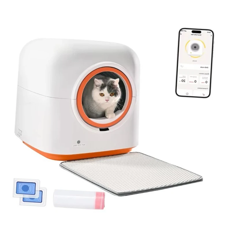 

APP Controlled Self-Cleaning Cat Litter Box, 60L Large Capacity with Anti-Pinch Safety & Odor Elimination for Christmas Gifts
