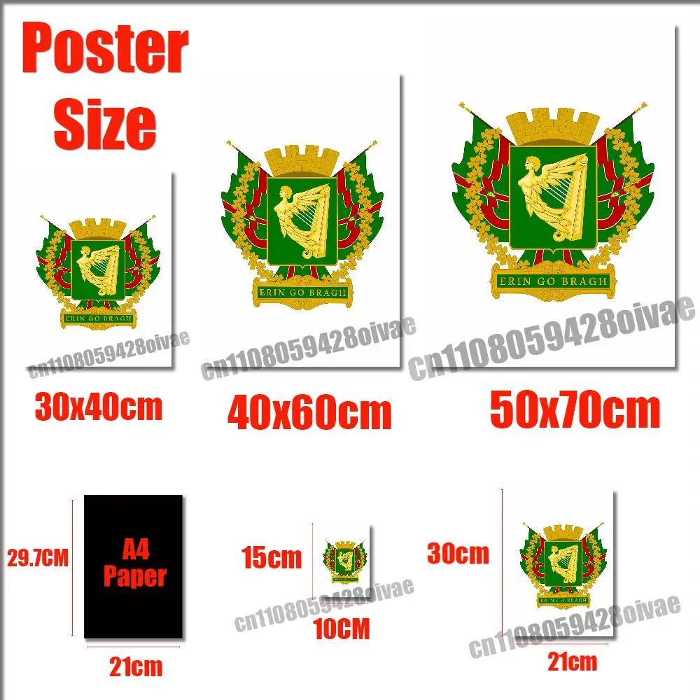 Irish Harp Erin Go Bragh Ireland Flag Poster Sticker Suitable For Home Decoration 10x15cm Self-adhesive Gifts Playbill Case