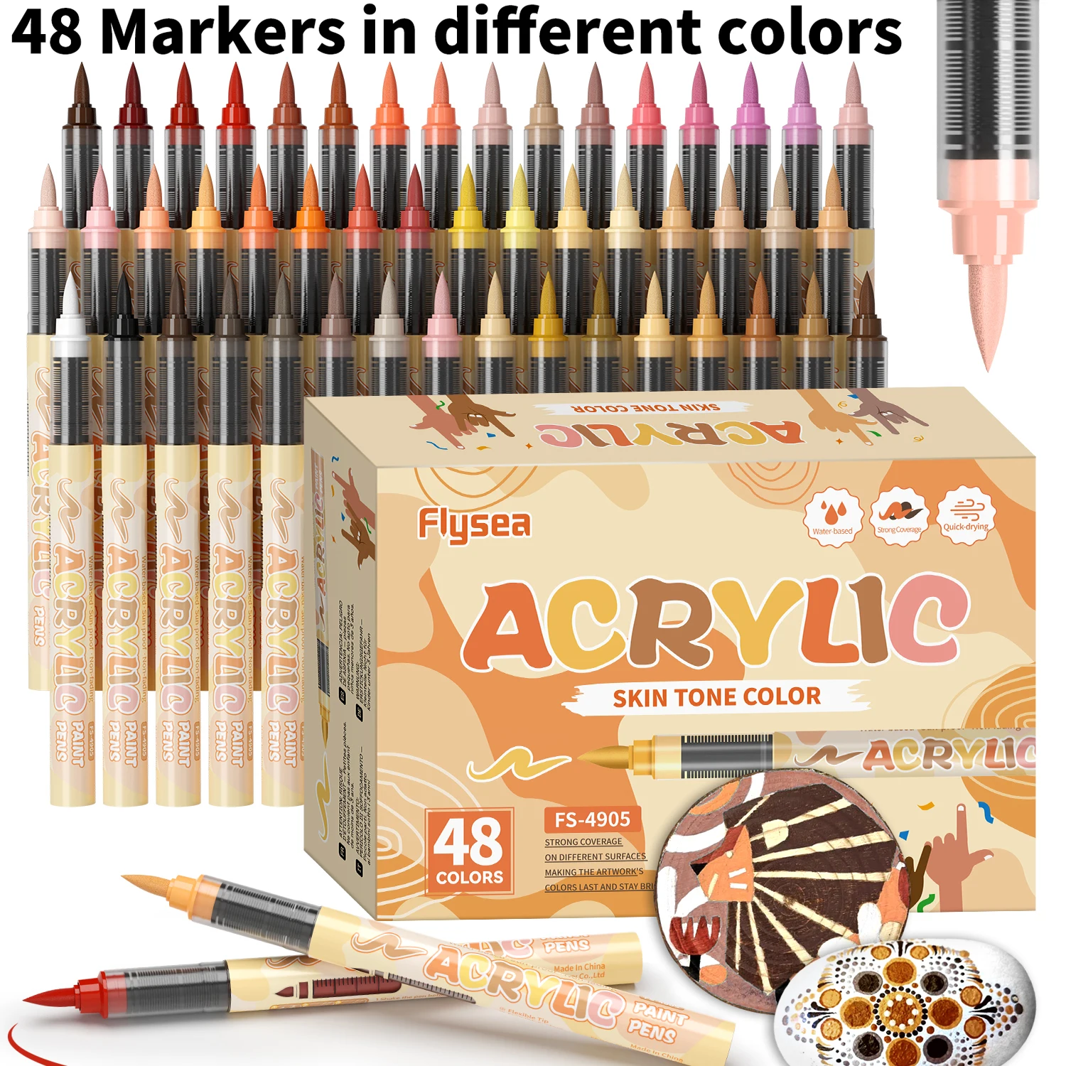 

12-48 Colors Acrylic Skin Tone Markers, Acrylic Paint Markers, Quick-Drying, Colors That Are Long-Lasting and Vibrant for Creating Artwork, Art Supplies, Student Gifts, Back-To-School Season & Teacher's Day Gifts