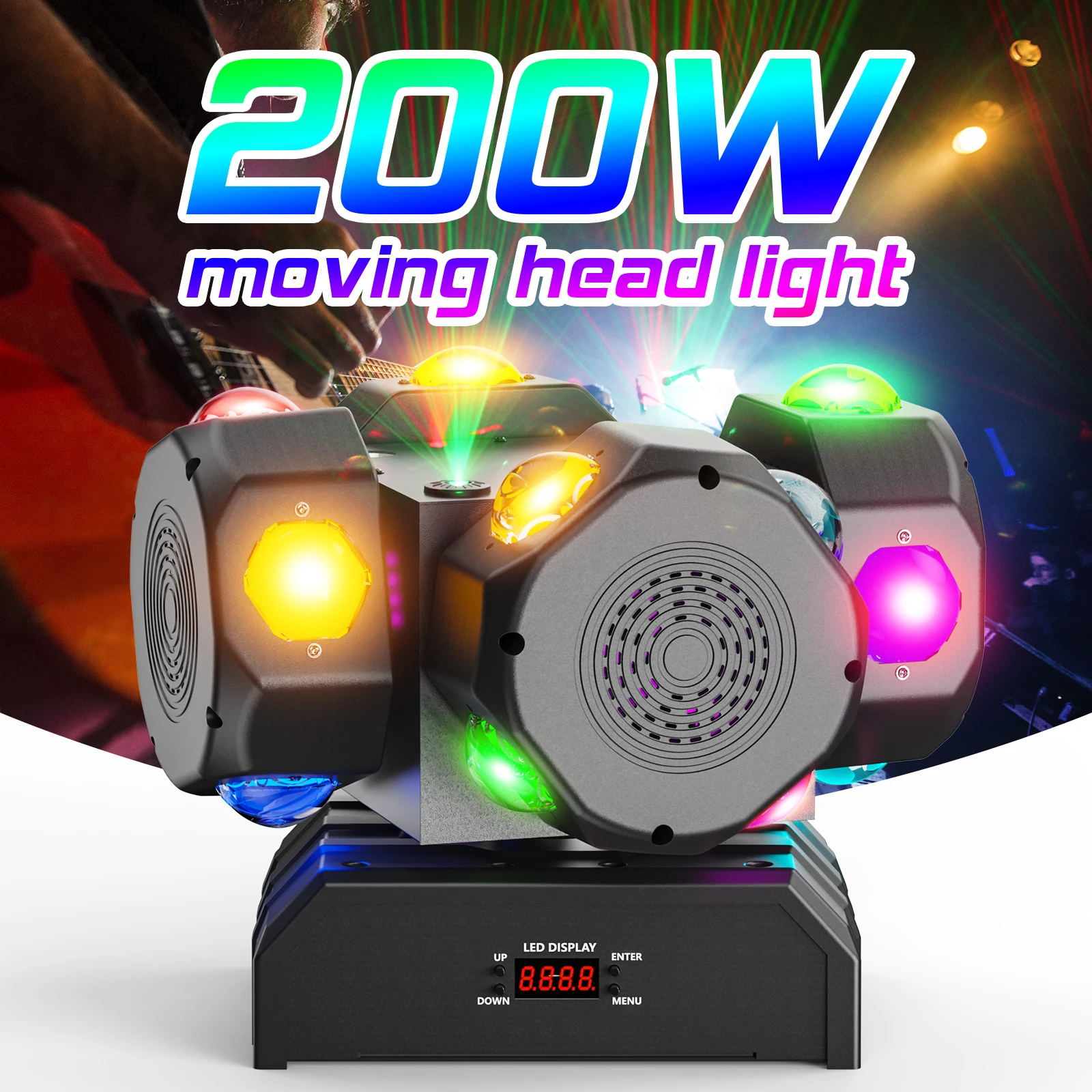 Imagem -02 - Buysumshine-led Beam Moving Head Light 200w 4-cabeça ac 95v245v 50hz Rgbw Dmx512 Luz de Palco para dj Dance Hall Ktv Disco Barra 16 Peças