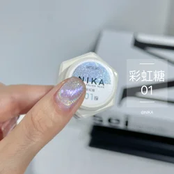 NIKA Rainbow Cat Eye Gel Nails Polish 5ml Canning Semi Permanent Soak Off Nail Gel Colorful Laser Magnetic Gel For Nail Salon