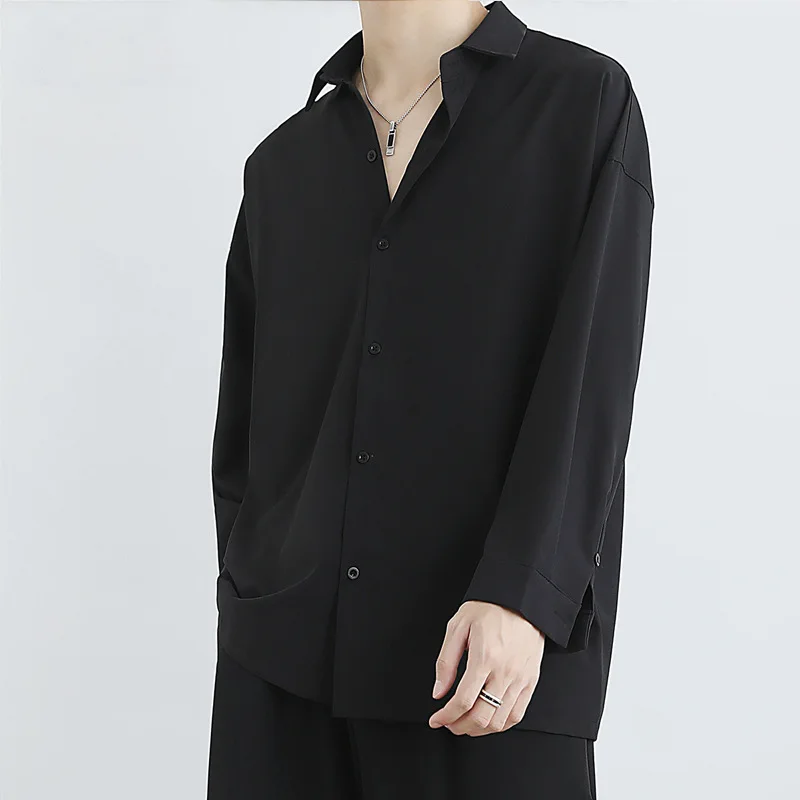 Loose Ice Silk Drooping Shirt Men's Long-sleeved Autumn Trendy Handsome Jacket Casual